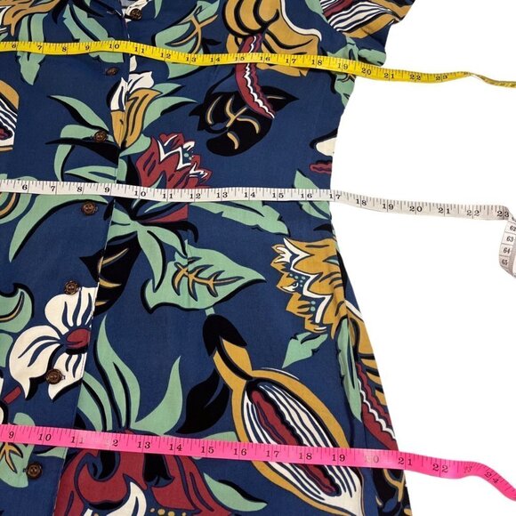 Reyn Spooner Blue Tropical Hawaiian Sleeveless Button Down Dress Ladies SMAll - Picture 6 of 7